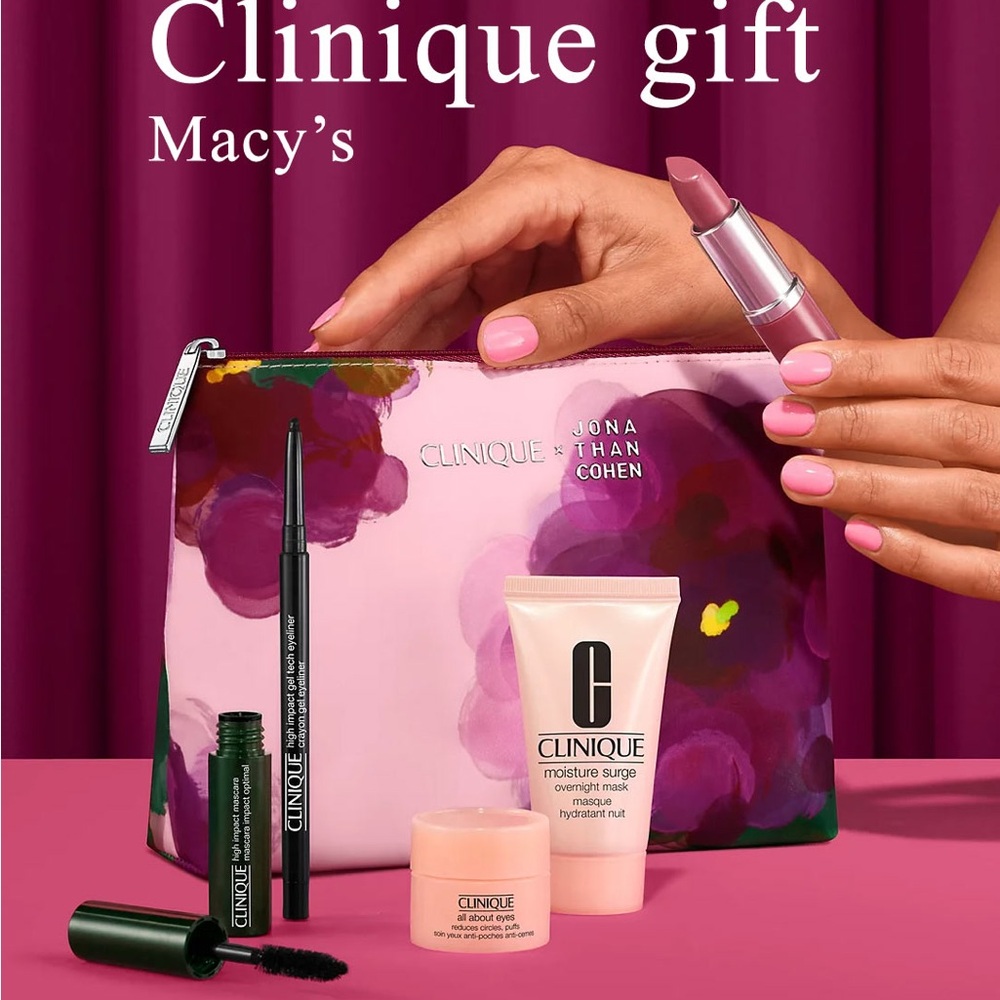 NWT Clinique x Jonathan Cohen Bonus Hydrating Set, High Impact Eye, Plum Pop Lip